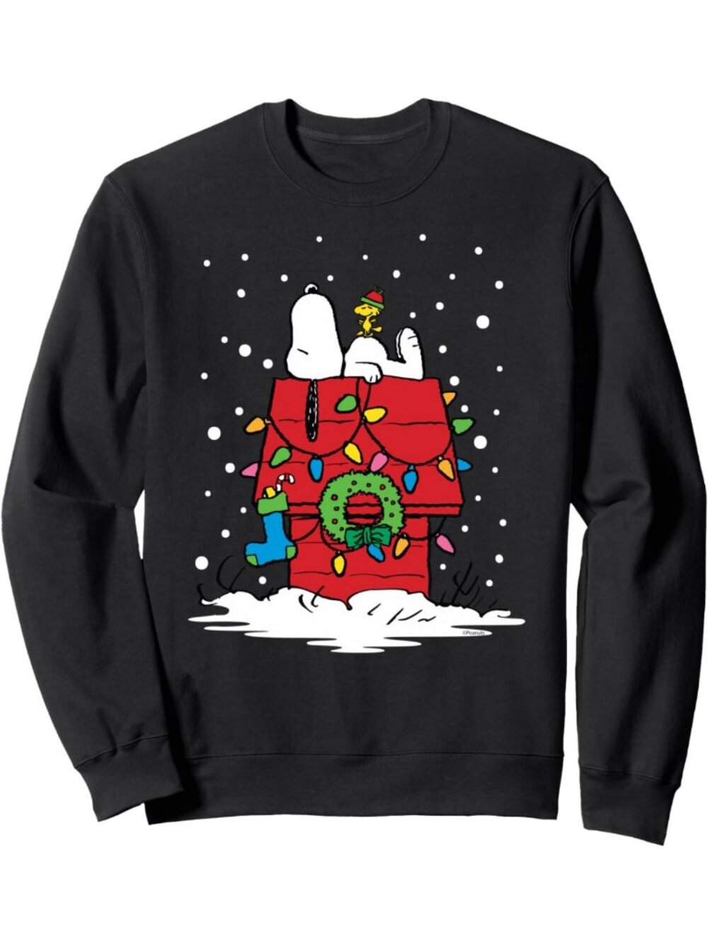 Cozy Holiday Sweatshirt featuring Snoopy & Woodstock - Festive Stocking Design